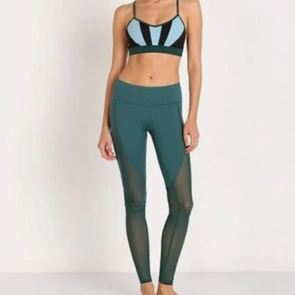Alo Yoga Motion Yoga Leggings Green Sheer Women's Size Small*